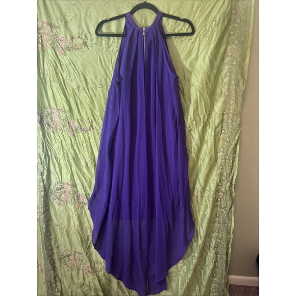 Venus Bodycon Dress Purple Bandage Dress Chiffon Overlay Halter Neck Size 8 NWOT - Picture 4 of 7